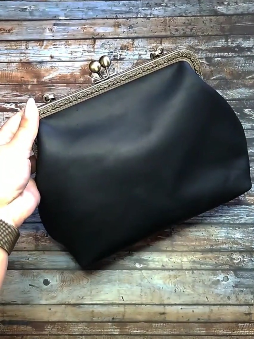 Handmade Custom Kisslock Classic Black Frame-Top Chain Shoulder Bag Coach 16 - Picture 7 of 7